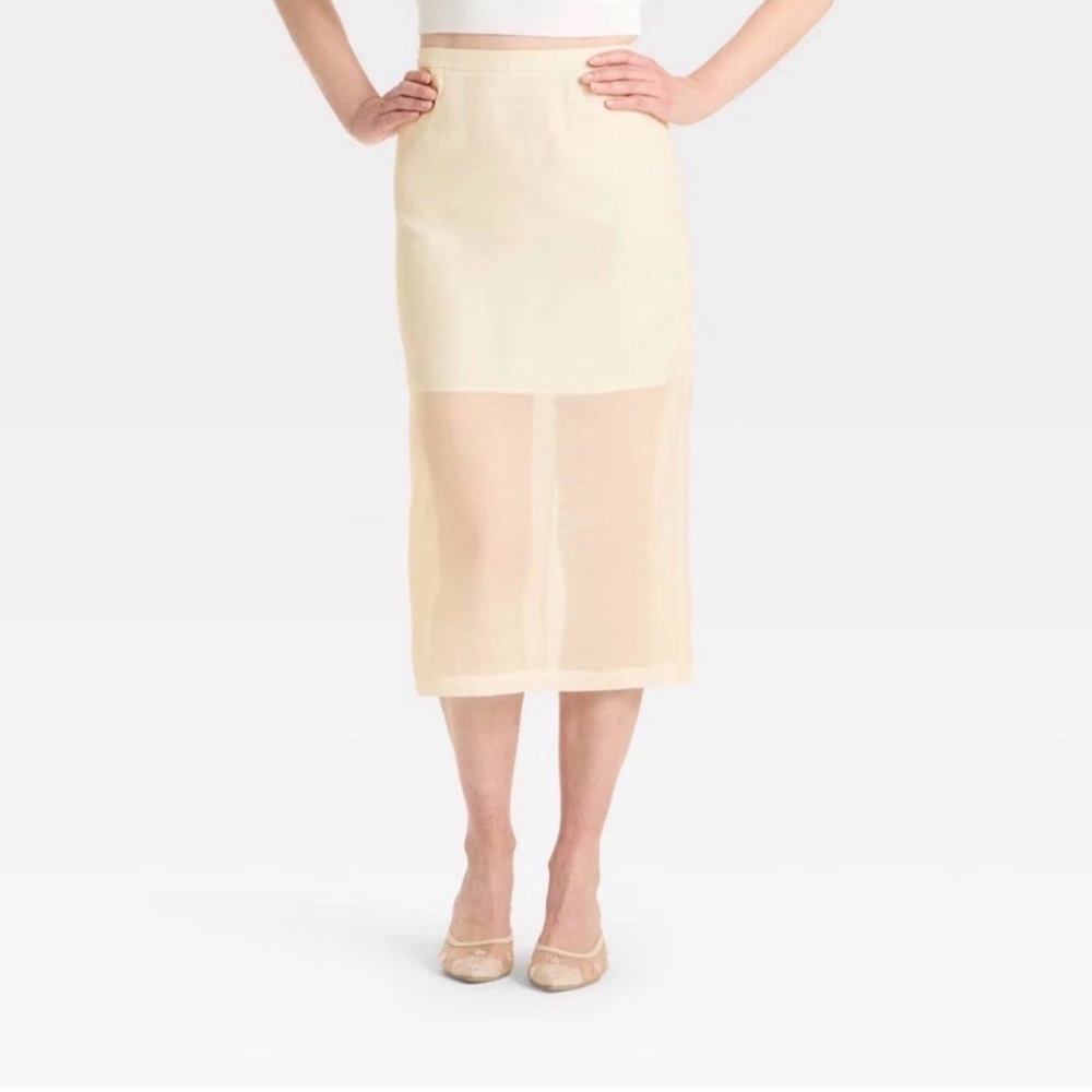 P72 NWT a new day Sheer A Line Midi Skirt - Size:‎ 4